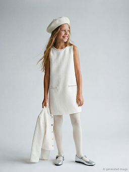 Bisiklet Yaka Ta?l? K?z ?ocuk T?vit Elbise