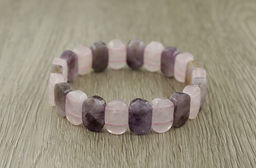 Аметист, розовый кварц, браслет Джессика длиной 19,5см - Agat77 фото 2
