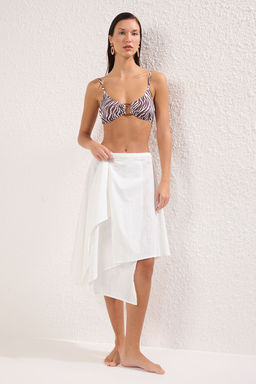 TRENDYOLMILLA Ekru Midi Dokuma Flaml? Pamuk Plaj Etek TBESS25ET00013 фото 2