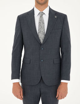 Lacivert Slim Fit Tak_m Elbise