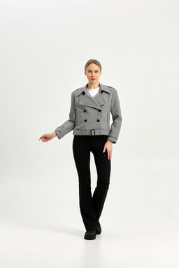 Полупальто женское демисезонное 25999 (пепельный/ёлочка) - Kankan фото 42