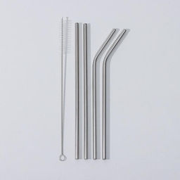 Набор металлических трубочек Ice, 4 шт, 21 см, с ёршиком - Доляна фото 6
