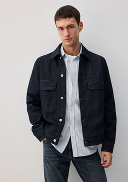 Lacivert Ince Denim Ceket - Mavi фото 3