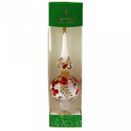 Елочная игрушка верхушка стеклянная Расписная д7см, h27,5см, ручная художественная роспись, подарочная упаковка (Россия) - Домашняя мода фото 3