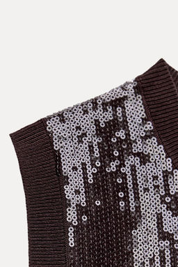 SLEEVELESS SEQUINNED KNIT TOP - Zara фото 12