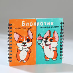 Двойной блокнот на гребне, мягкая обложка, размер 15х12см, 48 л Корги