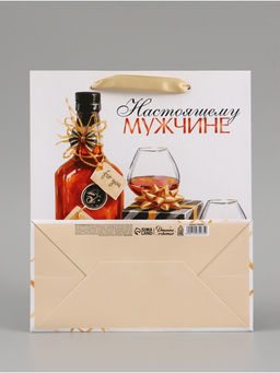 Цена за 2 шт. Пакет подарочный «Настоящему мужчине», 23×27×11.5 см