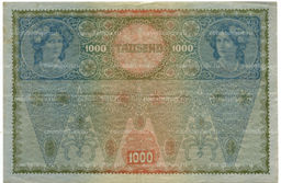 Банкнота 1000 крон 1902 года Австрия  Надпечатка