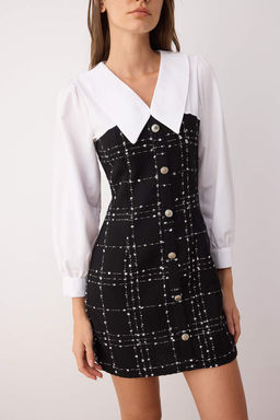 TRENDYOLMILLA Mavi Ekose / Kareli Dokuma Elbise TWOAW23EL00701 фото 17