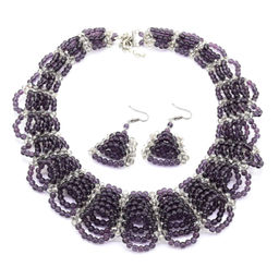 Колье Серьги Кружево цв.аметист, 50см