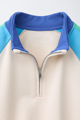 SUDADERA COLOR BLOCK / Verde / Crudo - Zara фото 3