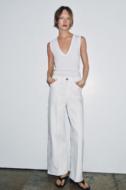 JEANS ZW COLLECTION WIDE LEG TIRO ALTO / Blanco roto - Zara фото 8