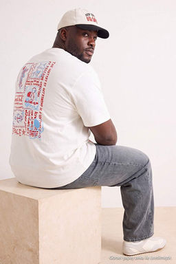 B_y_k Beden Ekru Oversize/Geni_ Kesim %100 Pamuklu T-Shirt TMNSS25BF00009