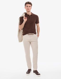 Koyu Kahverengi Regular Fit %100 Pamuk K_vr_lmaz Polo Yaka Basic Ti__rt