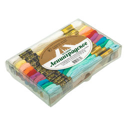 Нитки для вышивания ПНК им. Кирова мулине ассорти 100% хлопок 25 цв. x 10 м Ленинградское