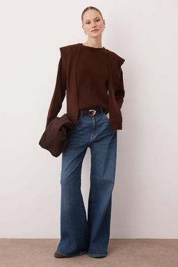 Ozel Koleksiyon Lacivert Yumusak Dokulu Genis Kal?p Sall? Triko Kazak TWOAW26KZ00166 - Trendyolmilla фото 13