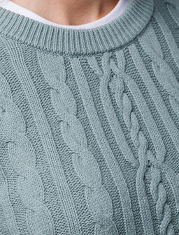 Свитер фактурной вязки с узором косы - Vilatte фото 3