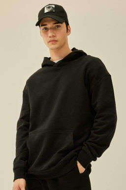 Comfort Regular Fit Rahat Kal?p Kapusonlu Kanguru Cepli Basic Duz Sweatshirt - Defacto фото 3
