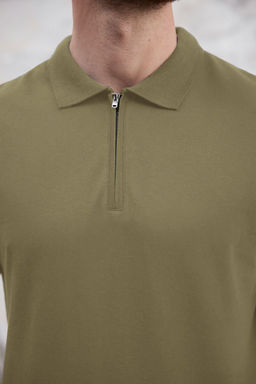 Lacivert Regular/Normal Kesim Fermuarl? %100 Pamuk Polo Yaka T-shirt - Trendyolmilla фото 3