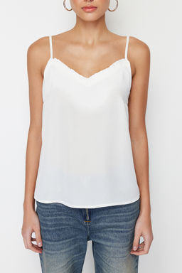 Ekru Yakas? F?rf?rl? Ask?l? Dokuma Bluz TWOSS24BZ00157 - Trendyolmilla фото 5