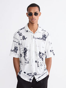 Regular Fit K?sa Kollu Desenli Erkek G?mlek