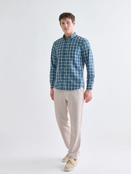 Regular Fit Uzun Kollu Ekose Poplin Erkek G?mlek