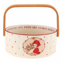 Зайка и тюльпаны Конфетница фарфоровая 700мл, д15,5х7,1см, съемная деревянная ручка, с деколью, отводка, в коробке (Китай) - Домашняя мода фото 2