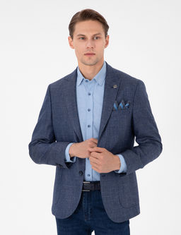 Koyu Mavi Slim Fit Y_nl_ Ceket