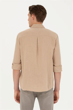 Мужская рубашка песочного цвета с длинным рукавом - U.s. polo assn фото 5