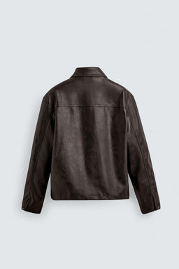 WASHED FAUX LEATHER OVERSHIRT - Zara фото 7
