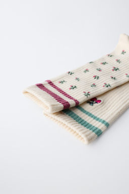 2-PACK OF LONG SOCKS WITH FLORAL BANDS - Zara фото 3