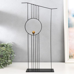 Фигурка металл «Золотая птичка. Абстракция», чёрный, 20×8×47 см
