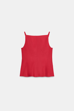 CHALECO ESCOTE CORAZ?N CON LINO / Rojo