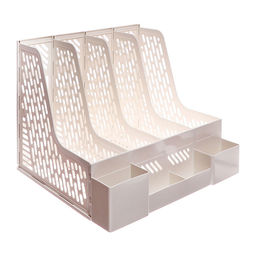 Лоток для бумаг Calligrata, А4, вертикальный, с отделениями для пишущих принадлежностей, 4 отделения, белый