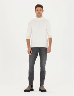 Ekru Slim Fit Yar_m Bal_k__ Yaka Triko Kazak - Pierre cardin фото 4
