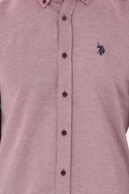 Мужская бордово-красная базовая рубашка с длинным рукавом - U.s. polo assn фото 6