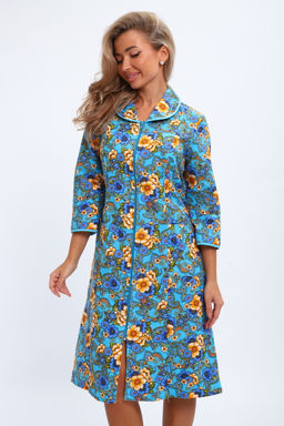 Халат женский из фланели Маша макси цветы