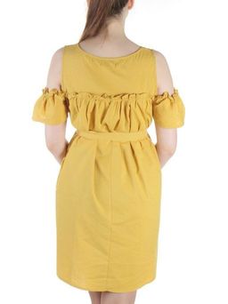 827 YELLOW Платье хлопковое с поясом Fashion