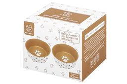 Набор 2 мисок для домашних питомцев 400 мл 13,5*13,5*5 см Лапка на бежевом и сердечки керамика - Elan gallery фото 13