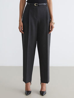 Beli Kemerli Cigarette Kad?n Pileli Pantolon