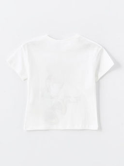 Bisiklet Yaka Minnie Mouse Bask?l? K?z Bebek Ti??rt