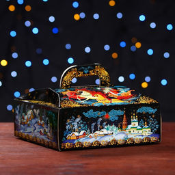 Цена за 5 шт. Подарочная новогодняя коробка «Зимние гулянья» , шкатулка для сладких подарков, 20×20×10 см