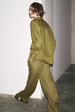 ZW COLLECTION 100% LINEN PALAZZO TROUSERS - Zara фото 5