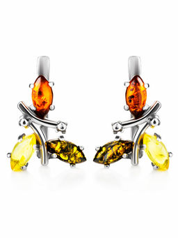 Красивые серьги из натурального янтаря разных оттенков Кипарис