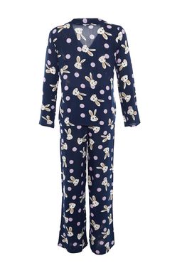 Trendyolmilla Cok Renkli Tavsan Desenli Viskon Dokuma Pijama Tak?m? THMAW21PT0048 фото 16