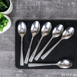 Ложка чайная 6 штук Серебро 19 Spark/ MJ0204 /уп 100/ 410/шлифовка глянец - ГалеонТрейд фото 2