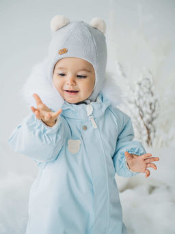 Шлем зимний из смесовой шерсти "Серебро" на кнопках 0+