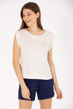 Женская кремовая футболка без рукавов с круглым вырезом Неожиданная скидка в корзине - U.s. polo assn фото 2