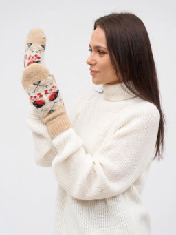 Варежки женские Два снегиря с орнаментом КРУГ 3428-4 - Рассказовские варежки фото 2