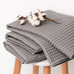 Полотенце вафельное банное Этель Boho 67*140 см, цв. светло-серый, 100% хл, 290 гр/м2